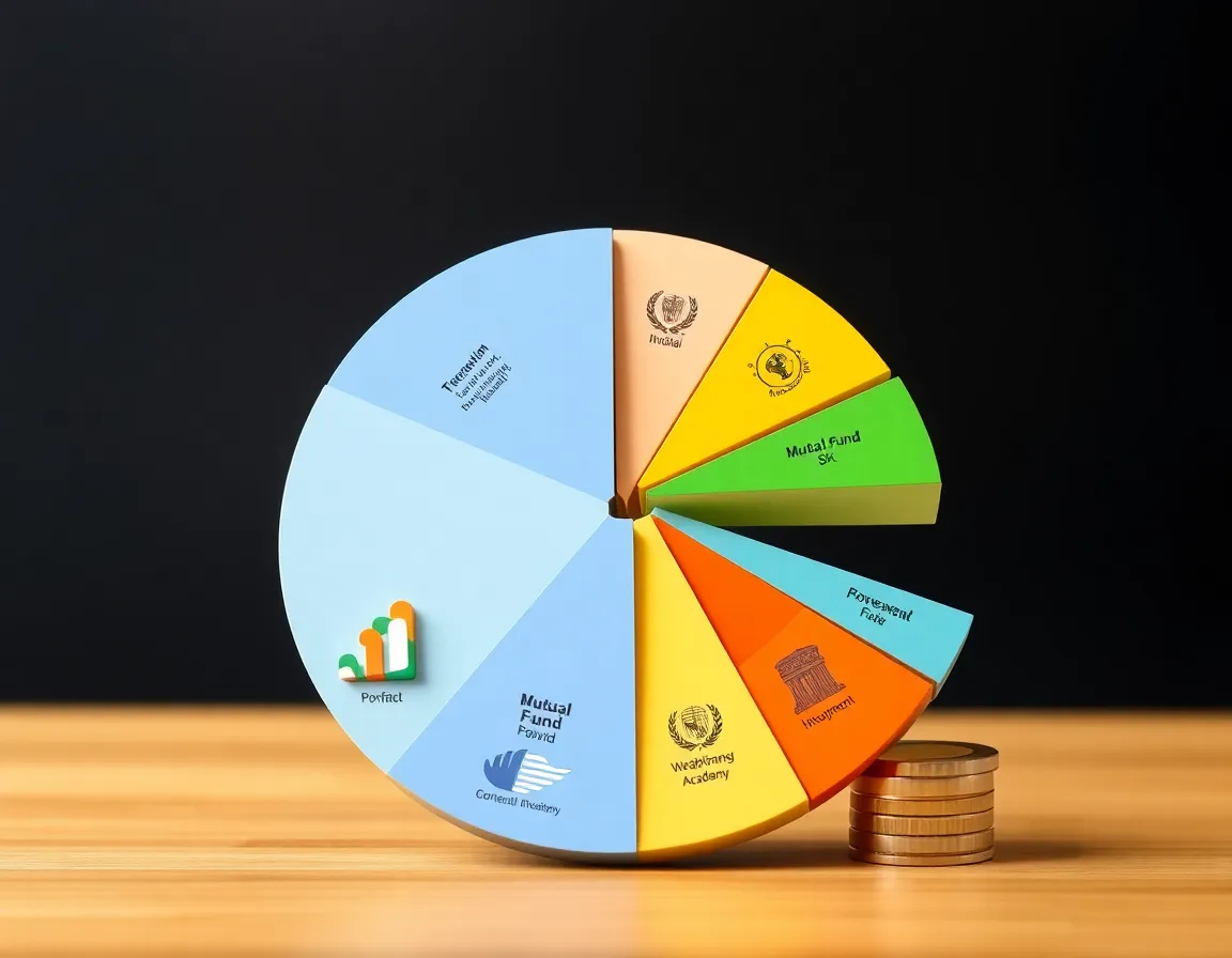 A diverse portfolio pie chart illustrating mutual fund investments.